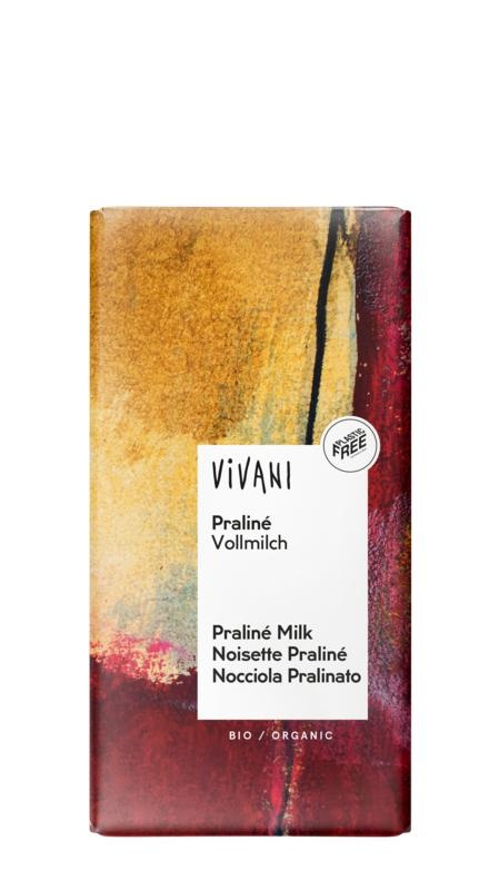 Vivani Vivani Chocolade melk praline nougat bio (100 gr)