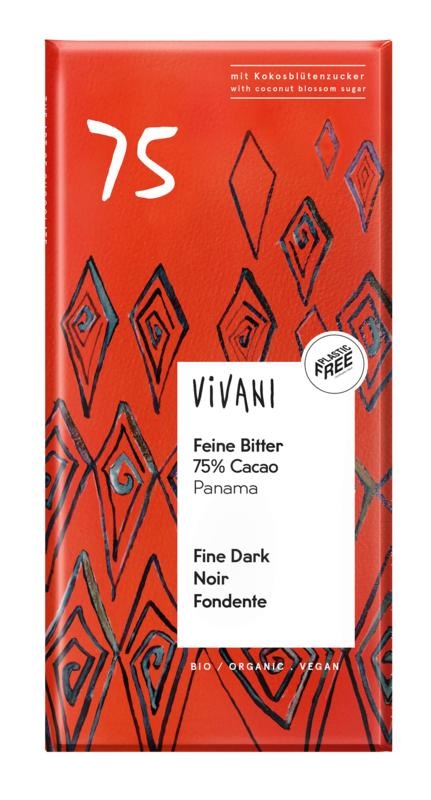 Vivani Vivani Chocolade puur delicaat 75% Panama bio (80 gr)