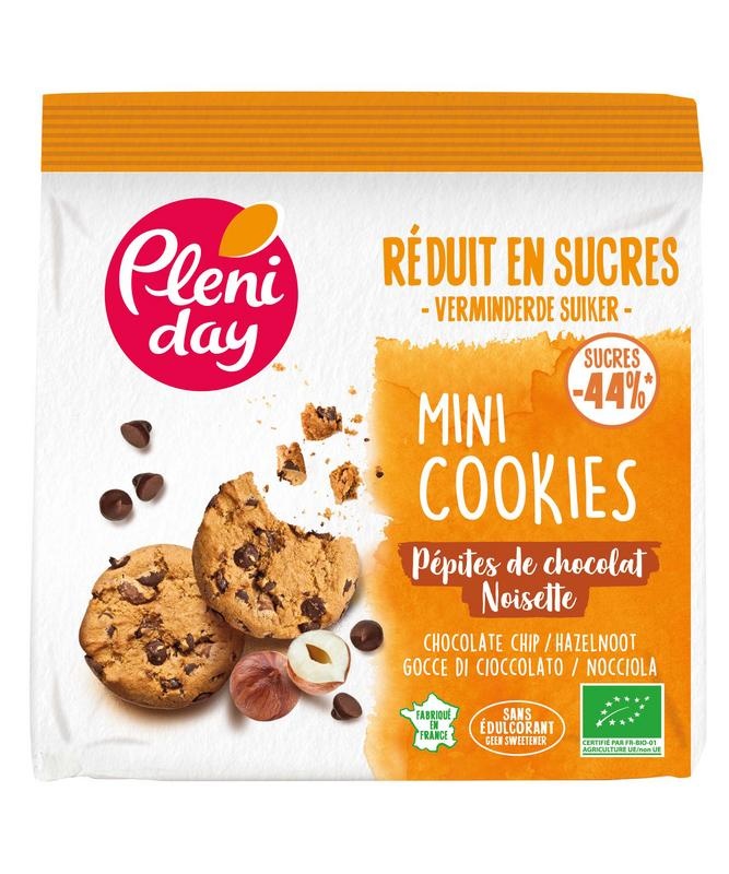 Pleniday Pleniday Chocolate chip cookie hazelnoot mini-44%suiker bio (150 gr)