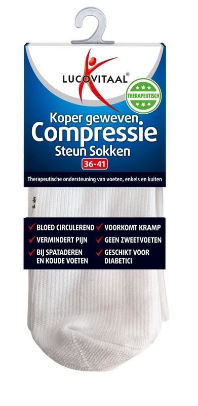 Lucovitaal Lucovitaal Koper compressie steunsok maat 36-41 wit (1 Paar)