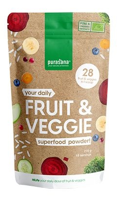 Purasana Purasana Fruit & Veggie superfood poeder/poudre vegan bio (216 gr)