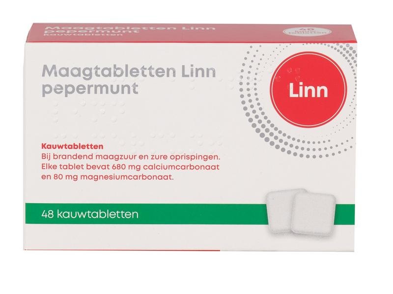 Linn Linn Maagtab pepermunt (48 Kauwtab)