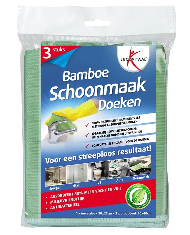 Lucovitaal Lucovitaal Schoonmaakdoek bamboe (3 st)