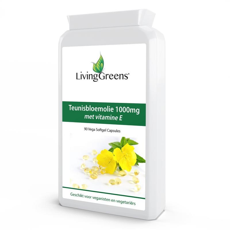 Livinggreens Teunisbloemolie met vit E (90 Vegetarische capsules)