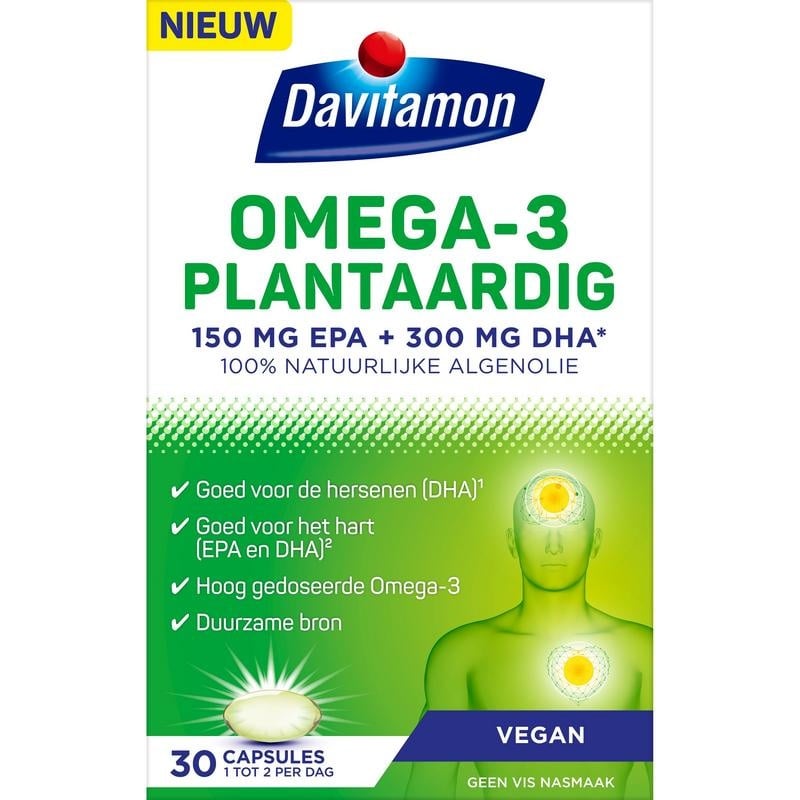 Davitamon Omega-3 Plantaardig bevat 100% natuurlijke algenolie - VEGAN - 30 capsules - Voedingssupplement