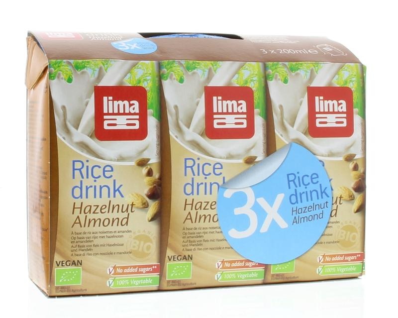 Lima Lima Rice drink hazelnoot-amandel 200ml bio (3 st)