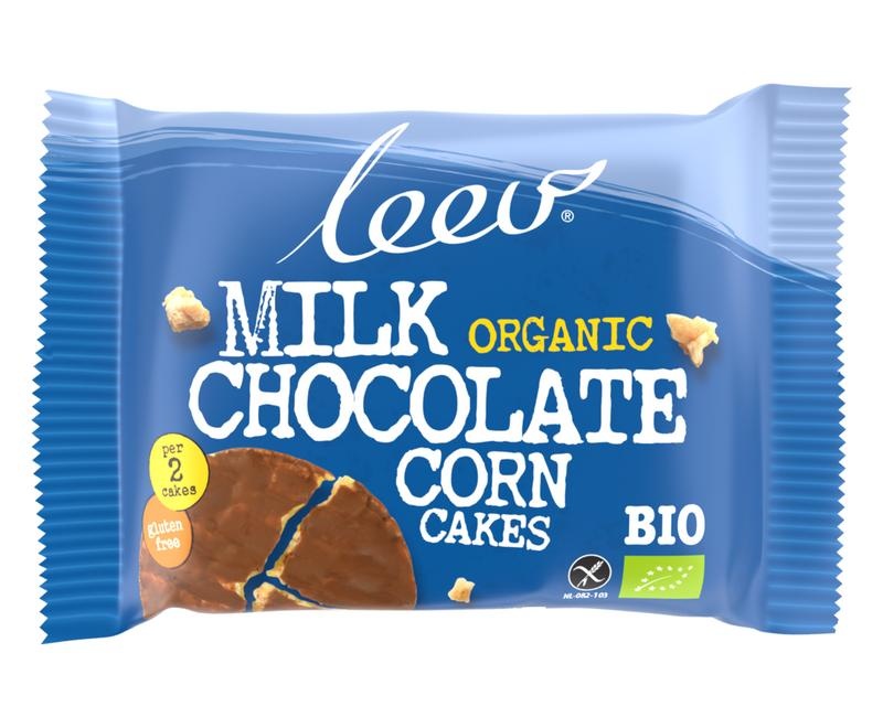 Leev Leev Maiswafels melk chocolade glutenvrij bio (34 gr)