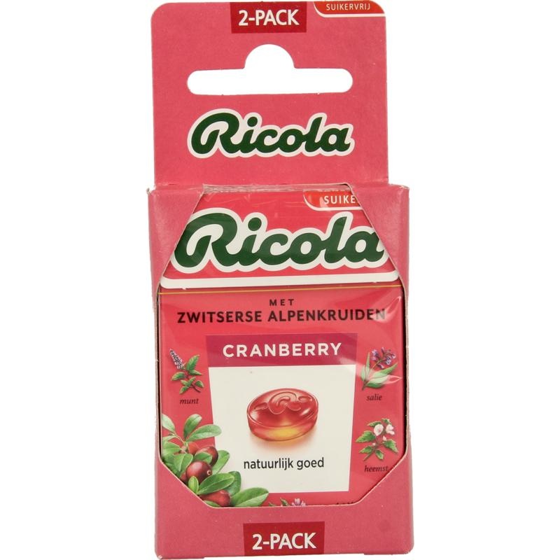 Ricola Ricola Cranberry suikervrij 2 st (50 gr)
