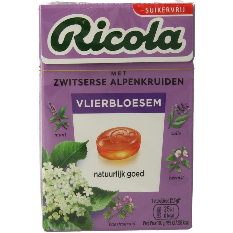 Ricola Ricola Vlierbloesem suikervrij doosje (50 gr)