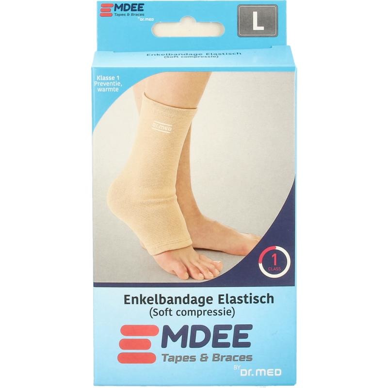 Emdee Emdee Elastic support enkel maat L huidskleur (1 st)