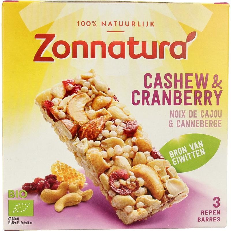 Zonnatura Zonnatura Notenreep cashew cranberry bio (75 gr)