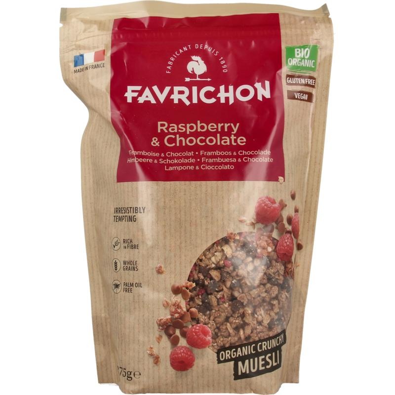 Favrichon Favrichon Framboos & chocolade crunchy muesli (375 gr)