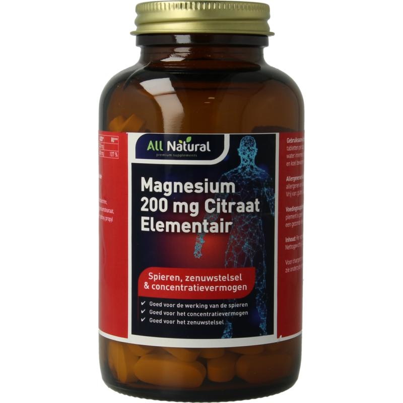 All Natural All Natural Magnesium citraat 200mg element (120 tab)