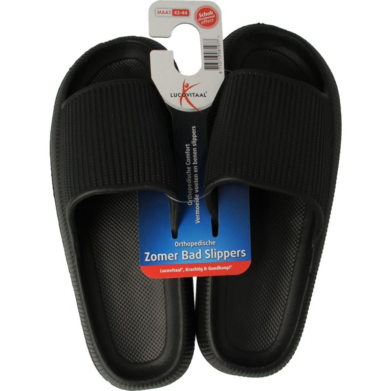 Lucovitaal Lucovitaal Lucovitaal orthopedische badslipper 43-44 zwart (1 Paar)