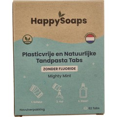 Happysoaps Tandpasta tabs zonder fluoride navulverpakking (62 st)