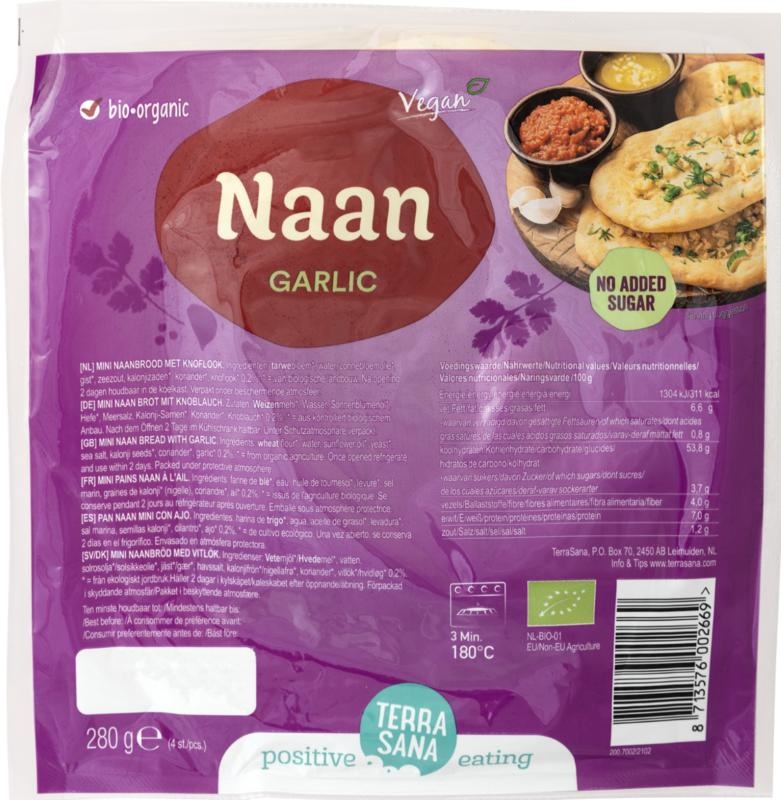 Terrasana Terrasana Naan knoflook/kalonji (280 gr)