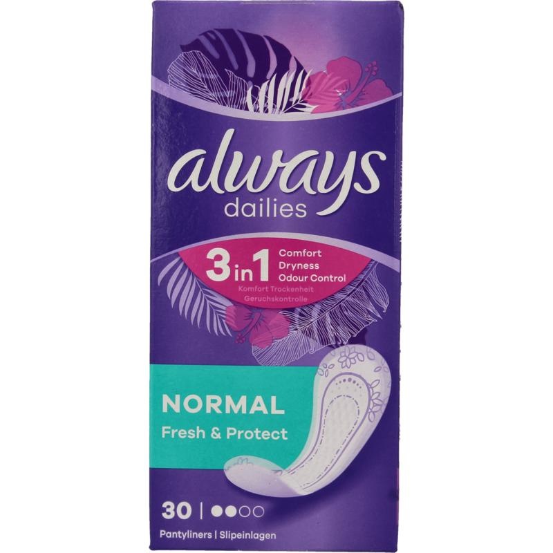 Always Always Dailies inlegkruisjes fresh & protect normal (30 st)