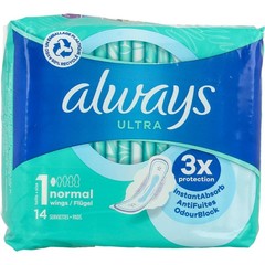 Always Maandverband ultra normal (S1) vleugels (14 st)