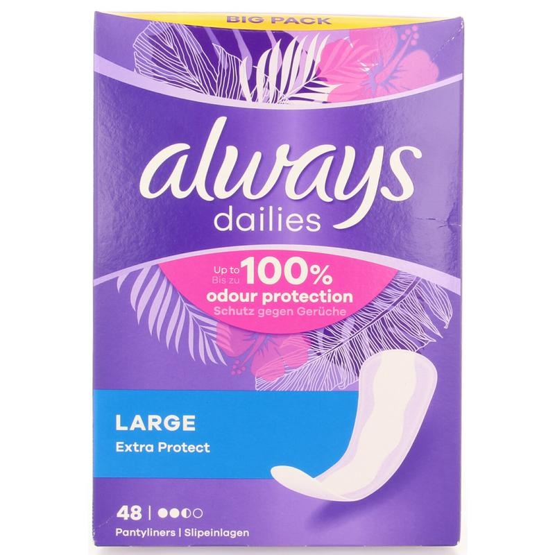 Always Always Dailies inlegkruisjes extra protect large (48 st)