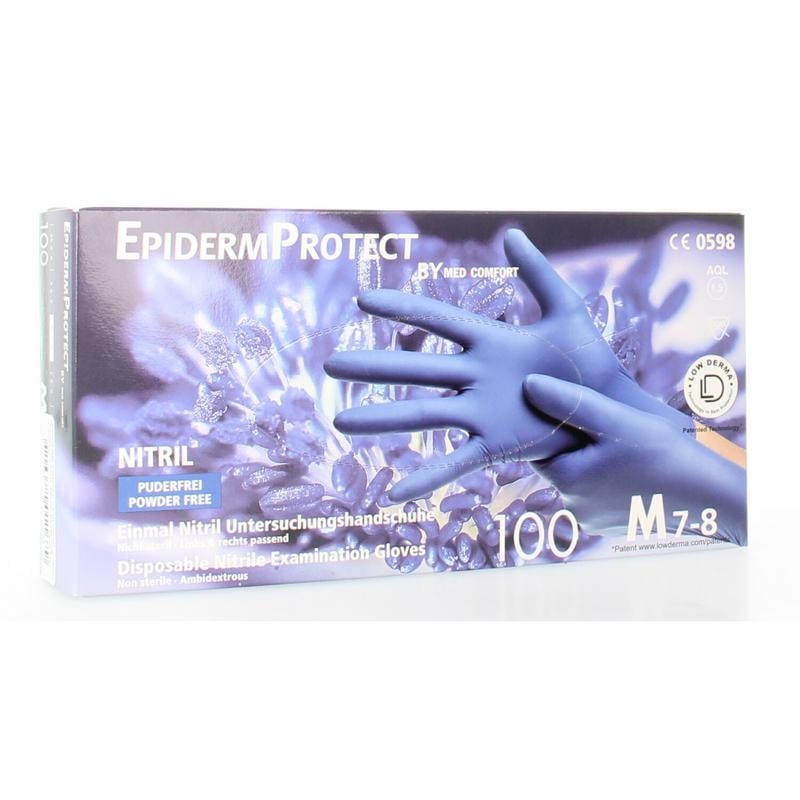 Epidermprotect Epidermprotect Nitriel onderzoekhandschoen poedervrij M blauw (100 st)