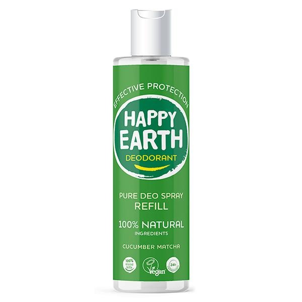 Happy Earth Happy Earth Pure deodorant spray cucumber matcha refill (300 ml)