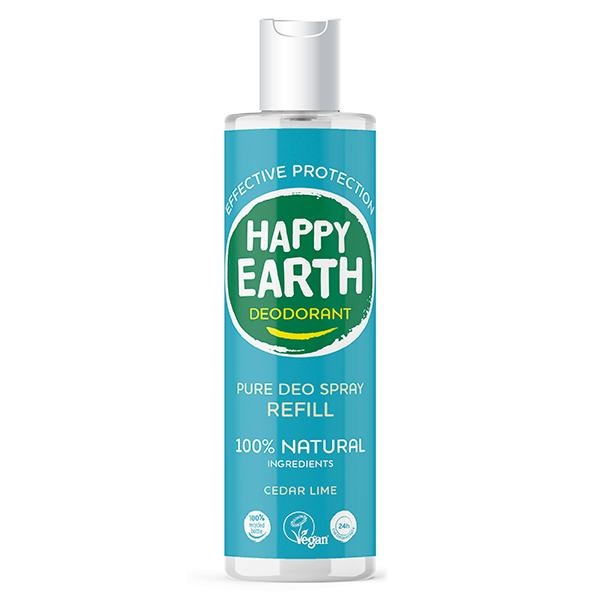 Happy Earth Happy Earth Pure deodorant spray ceder lime refill (300 ml)