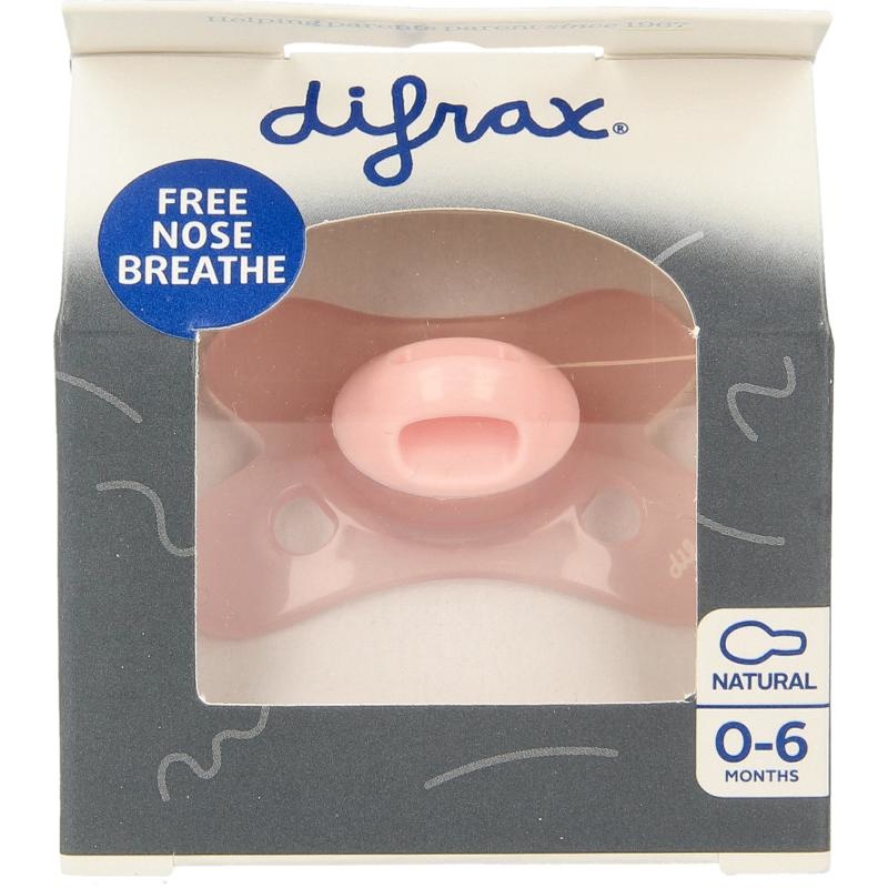 Difrax Difrax Fopspeen natural 6+ maanden bubble gum rose (1 st)