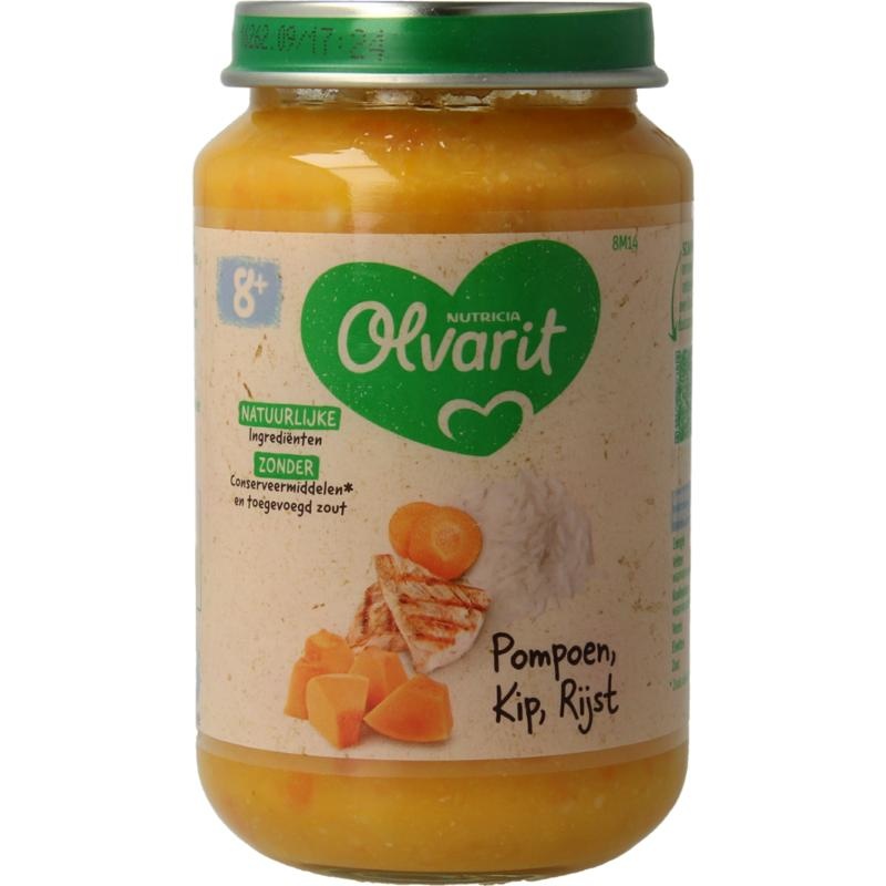 Olvarit Olvarit Pompoen kip rijst 8M14 (200 gr)