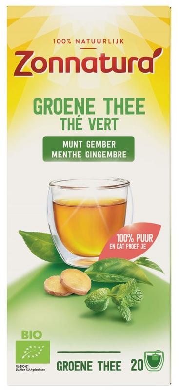 Zonnatura Zonnatura Groene Thee Munt Gember bio (40 gr)