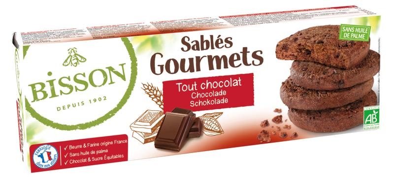 Bisson Bisson Chocolade koekjes sables gourmet bio (150 gr)