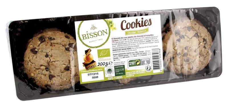 Bisson Bisson Chocolade koekjes hazelnoot bio (200 gr)