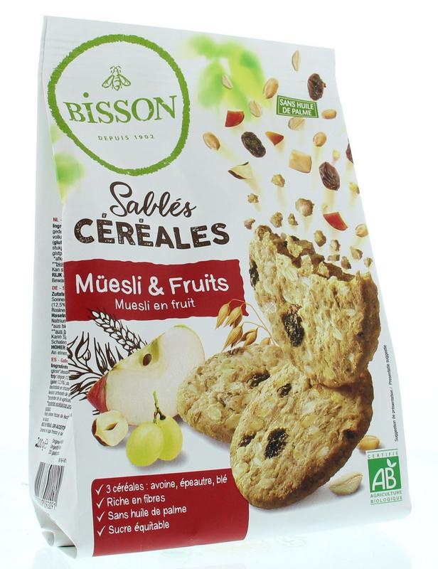 Bisson Bisson Zandkoekjes muesli & fruit bio (200 gr)