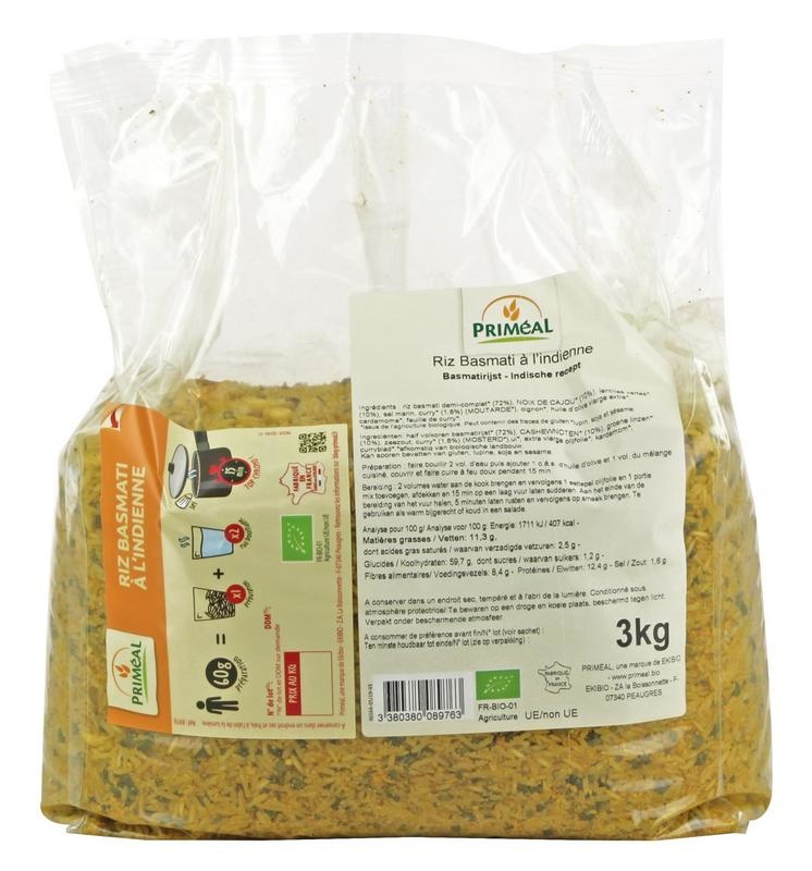 Primeal Primeal Basmati rijst Indiaase stijl bio (3 Kilogr)