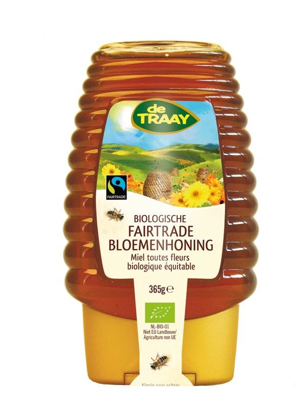 Traay Traay Bloemenhoning knijpfles Fairtrade bio (365 gr)