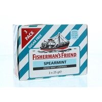 Fishermansfriend Fishermansfriend Spearmint suikervrij 3-pack (25 gr)