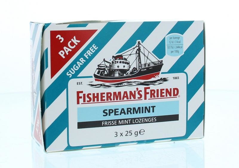 Fishermansfriend Fishermansfriend Spearmint suikervrij 3-pack (25 gr)