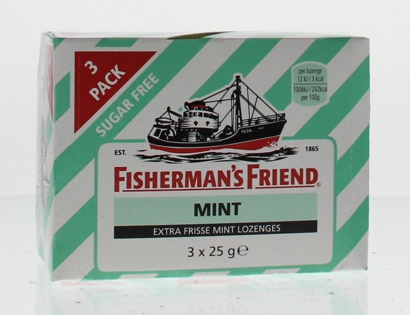 Fishermansfriend Fishermansfriend Strong mint suikervrij 3-pack (25 gr)