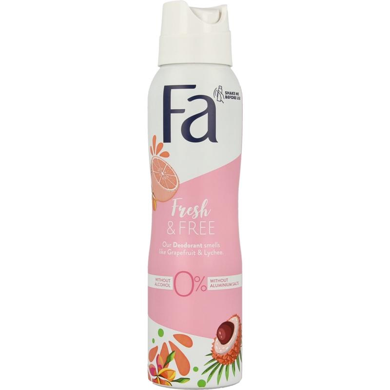 FA FA Deodorant spray fresh & free grapefruit & lychee (150 ml)