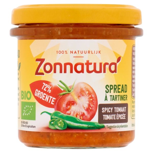 Zonnatura Zonnatura Groentespread spicy tomato bio (135 gr)