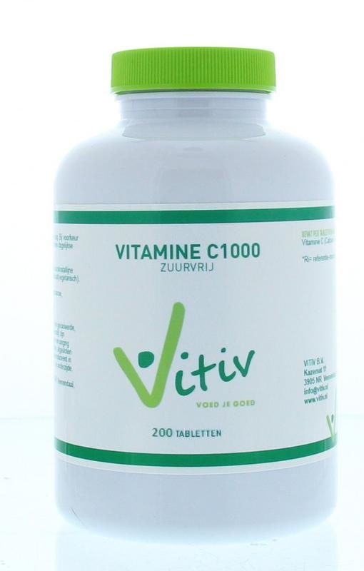 Vitiv Vitiv Vitamine C1000 zuurvrij (200 tab)