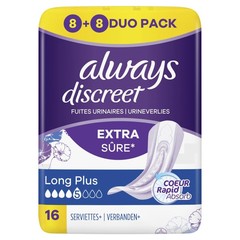 Always Discreet verband urineverlies dames long plus (16 st)