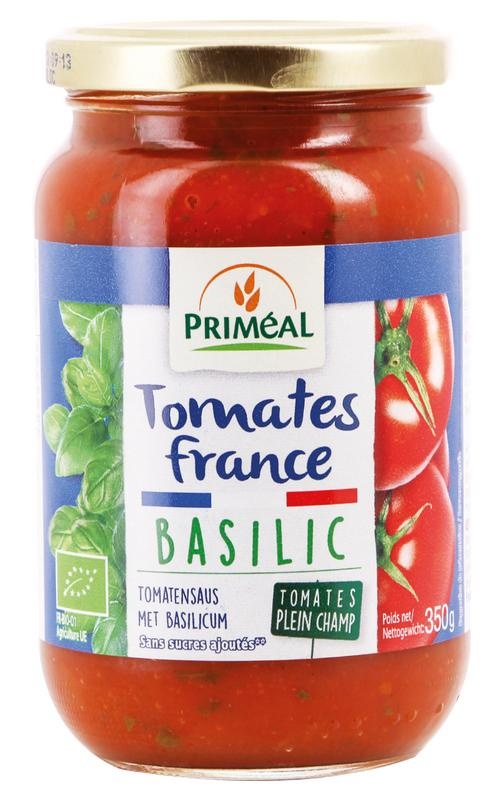 Primeal Primeal Tomatensaus bascilicum uit Frankrijk bio (350 gr)