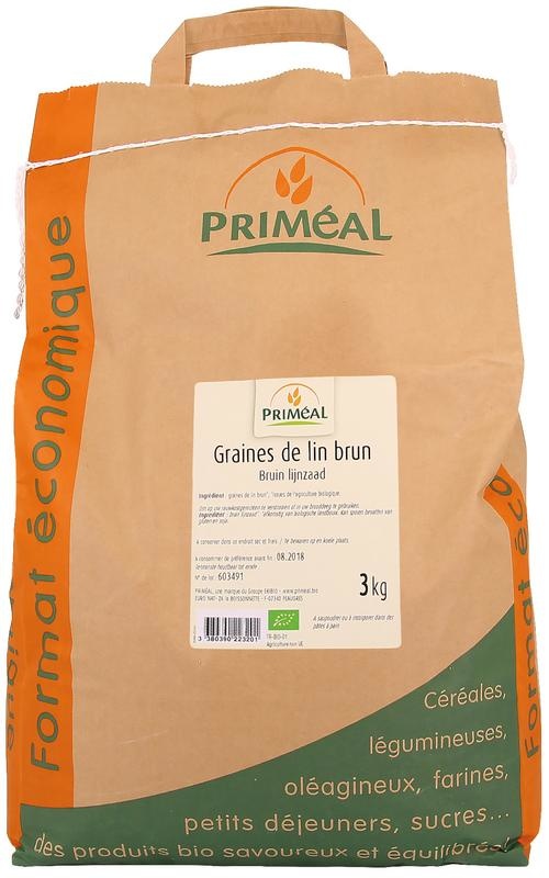 Primeal Primeal Bruin lijnzaad bio (3 Kilogr)