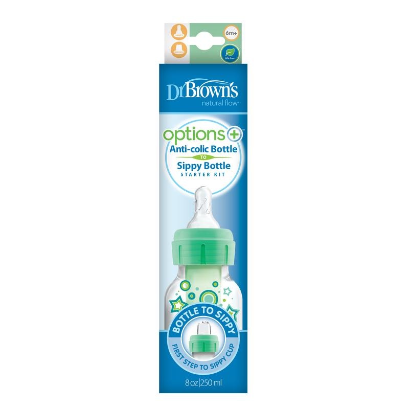 Dr Brown's Dr Brown's Options+ overgangsfles smalle hals groen 250ml (1 st)