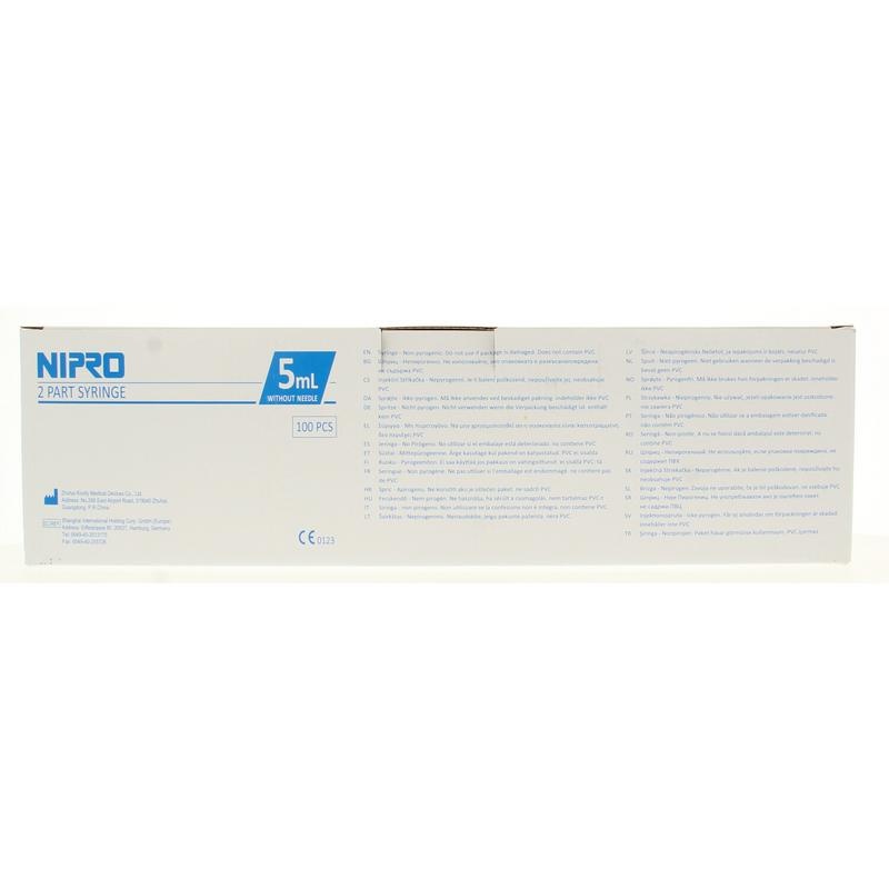 Nipro Nipro Injectiespuit 5ml 2-delig excent (100 st)