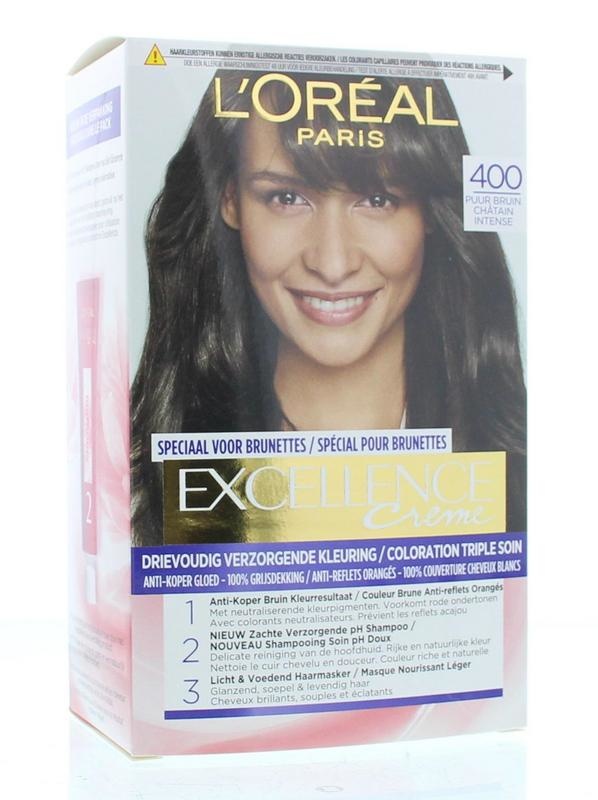 Loreal Loreal Excellence creme 400 puur bruin (1 Set)