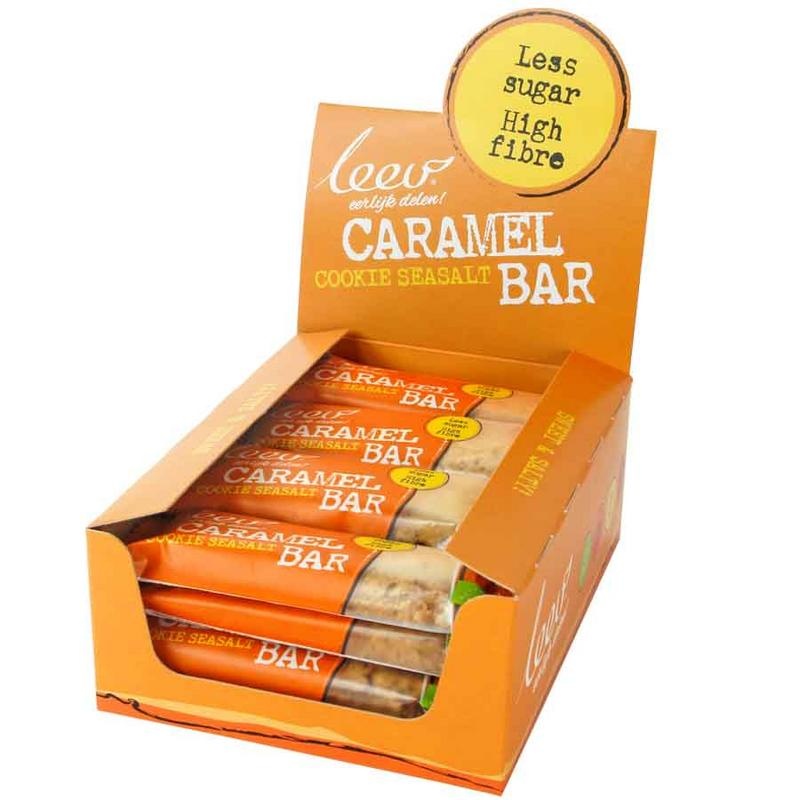 Leev Leev Bio cookiebar karamel-zeezout & granen 35 gr (1 st)