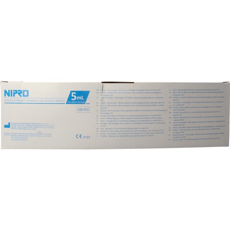 Nipro Nipro Injectiespuit 2-delig 5ml luer slip excentrisch (100 Stuks)
