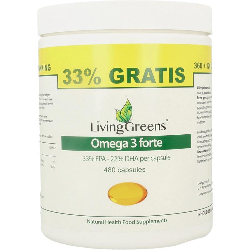 Livinggreens Livinggreens Omega 3 forte voordeelverpakking (480 Capsules)