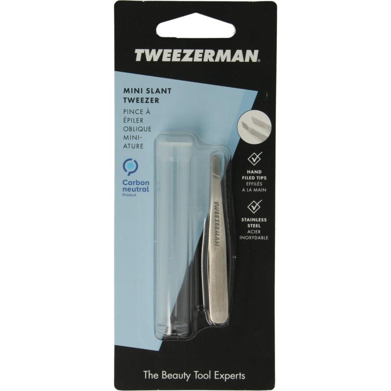 Tweezerman Tweezerman Mini slant tweezer klassiek stainless steel (1 st)